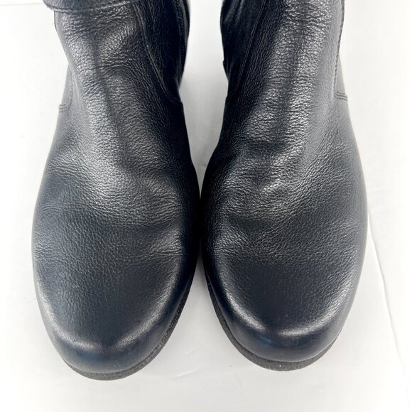 Sz 9 The Flexx Black Leather Buckle Zip Up Felt Lined Wedge Ankle Boot Bootie - Picture 3 of 15